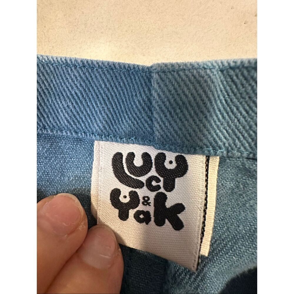 Lucy & Yak Organic Cotton Tie Shoulder Dungarees Overalls Slate Blue XXL - Picture 5 of 7